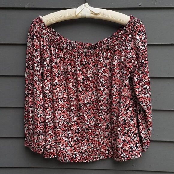 Michael Kors Floral Off the Shoulder Boho Peasant Top size Large - Picture 3 of 10